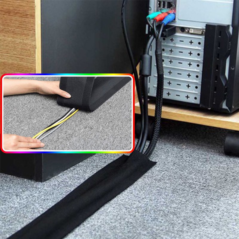 1 Meter Soft Adjustable Velcro Tape Floor Wire Cover Selfadhesive Hook