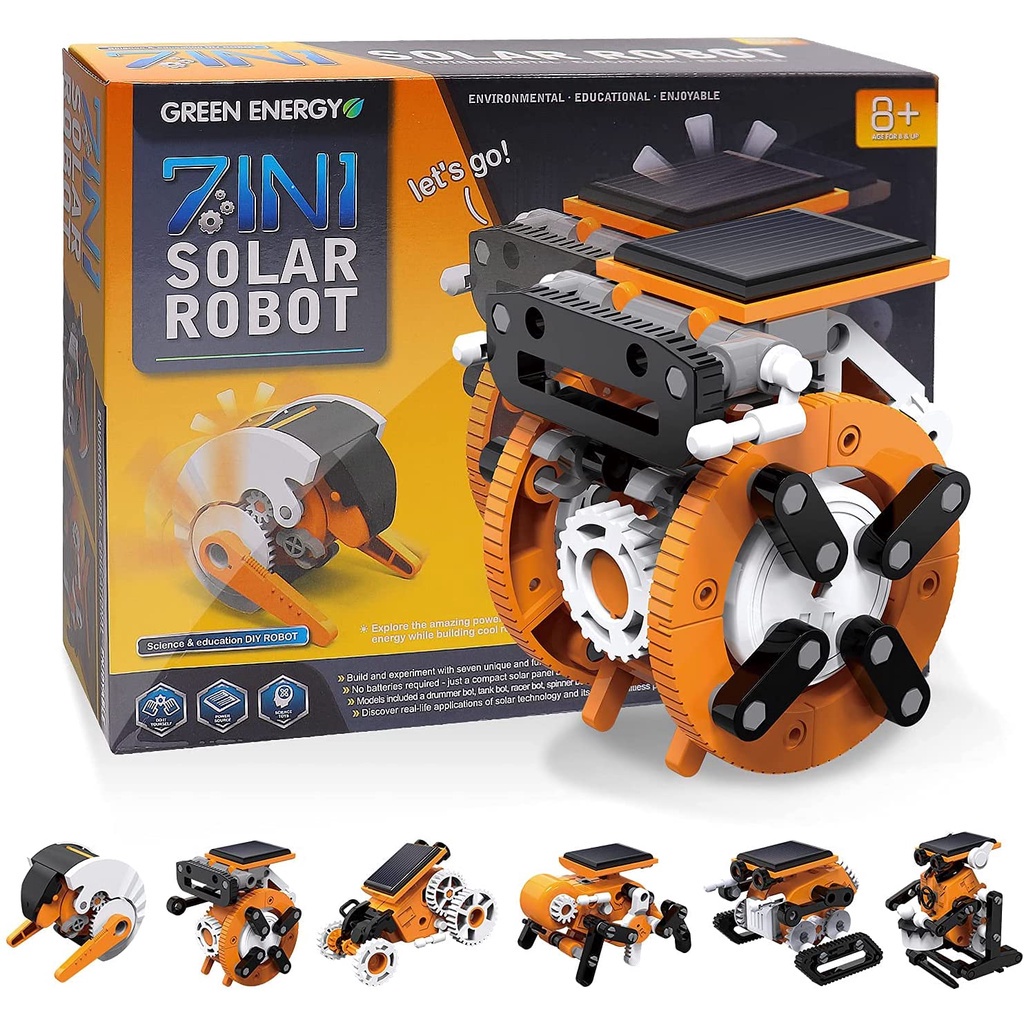 Stem Toys for Boys and Girls, 7-in-1 Education Solar Robot Toys Solar Powered by The Sun DIY Stem Projects for Kids Ages
