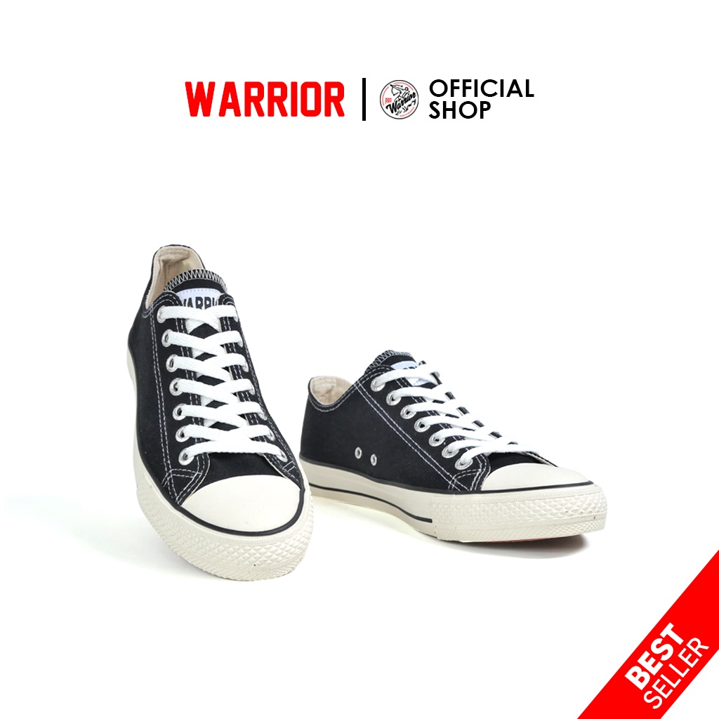Sepatu Sekolah Warrior Sparta Hitam Putih LC - Sepatu Sekolah Warrior