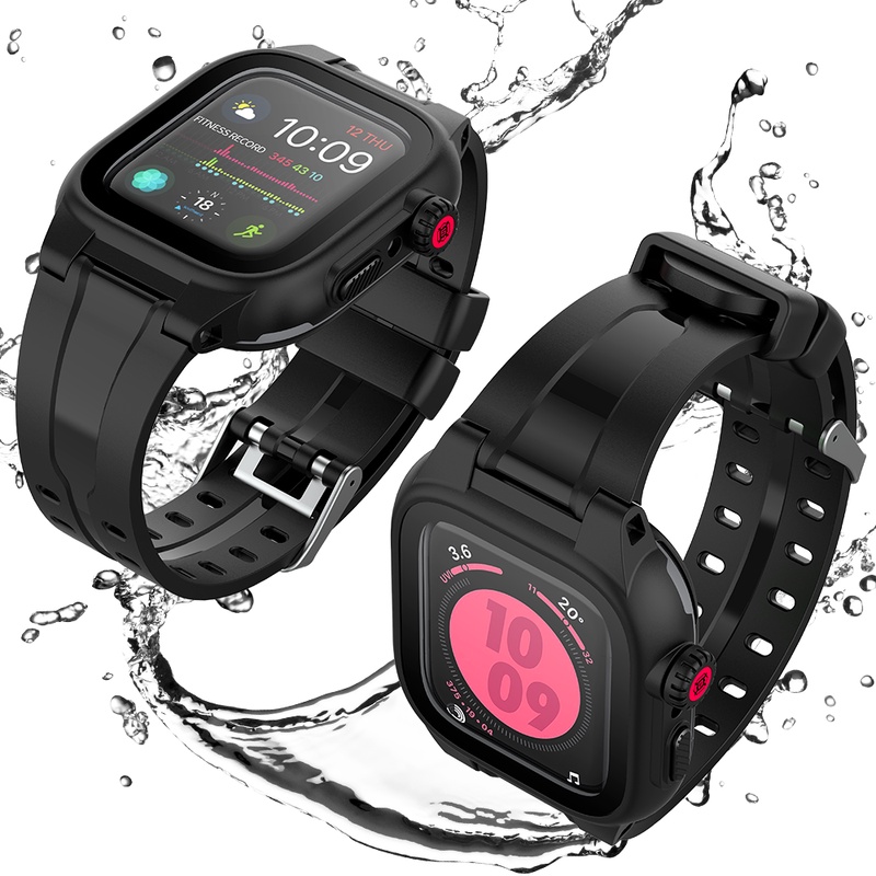 Shellbox ip68 Waterproof Case Strap for Apple Watch SE Series