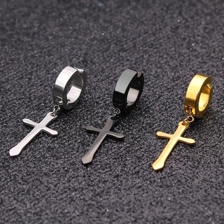 Gold cross earrings on sale mens