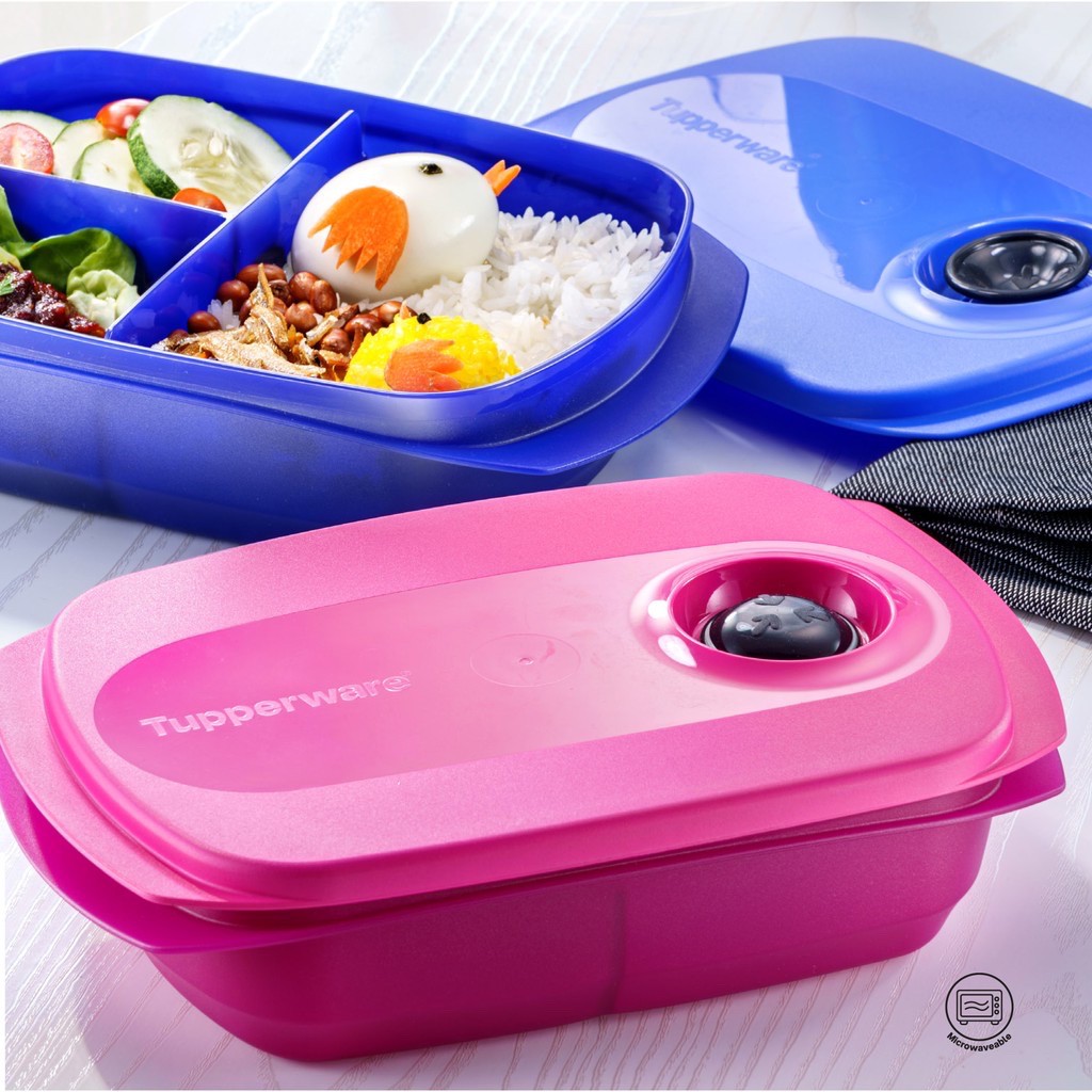 Tupperware Reheatable Divided Dish (1) 1.0L - Pink / Blue | Shopee ...