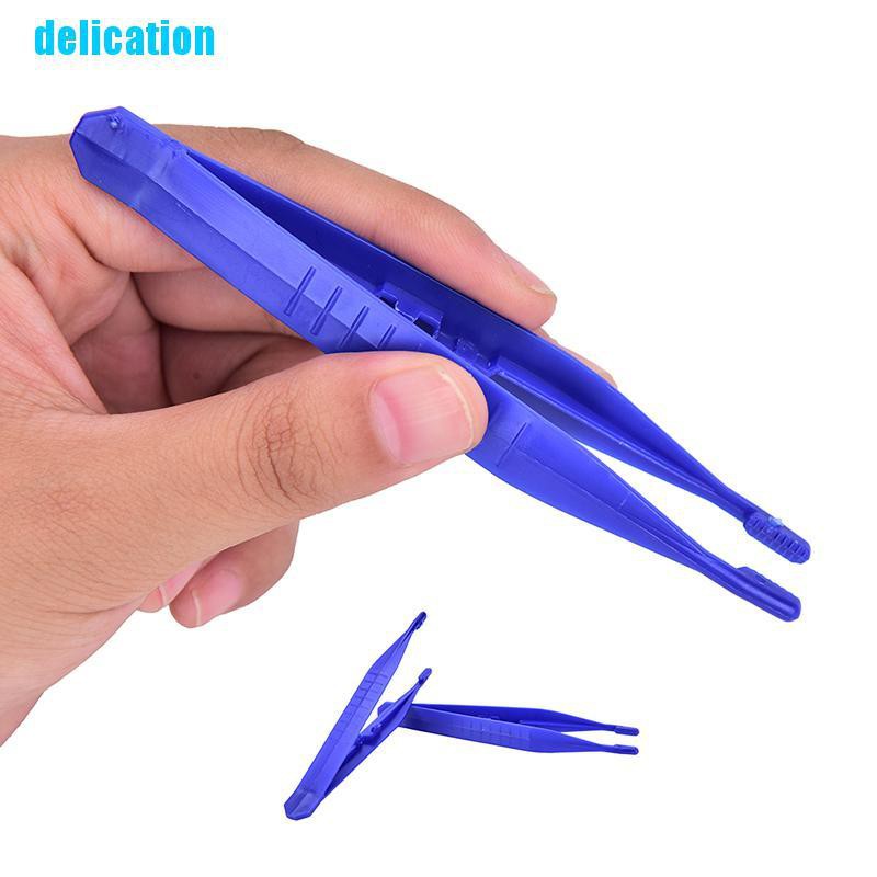 Delication 10Pcs Disposable First Aid Tweezer Small Plastic Tweezers