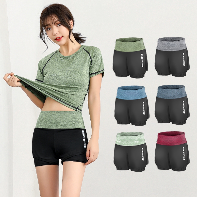 women sports shorts big size S-XXXL  fitness yoga running  sportswear leisure stretch Anti-glare short pants
