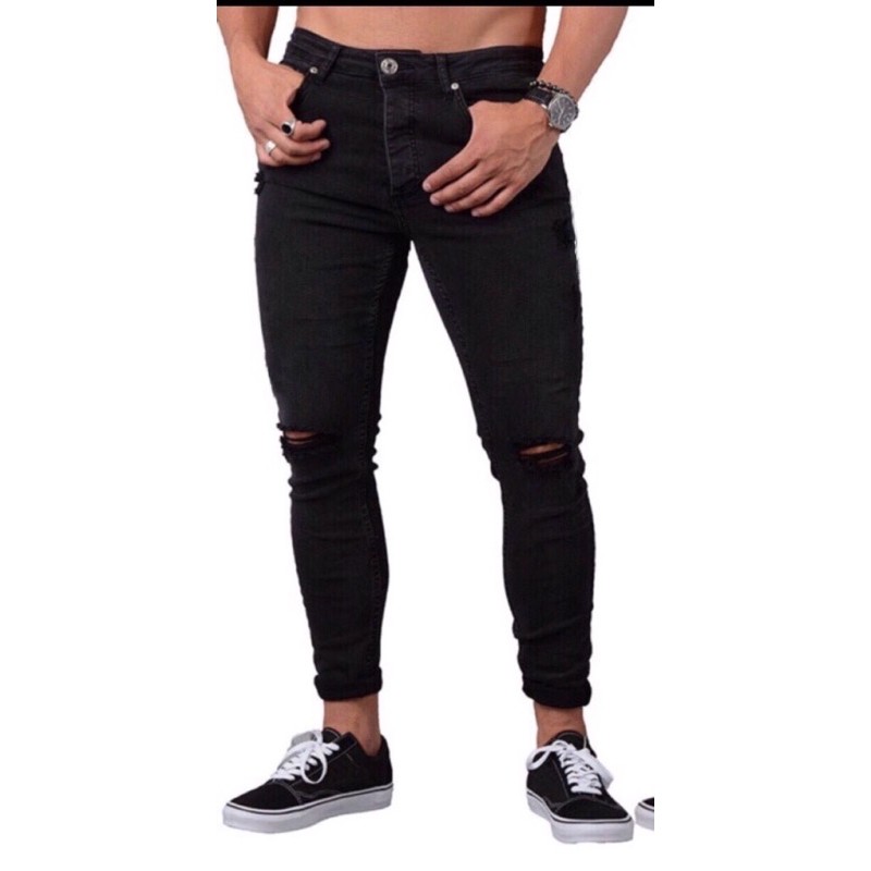 Men's black ripped jeans, street style for men