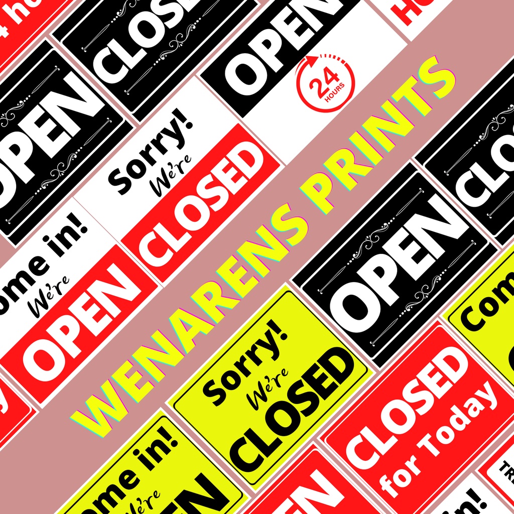 Open Closed 24 hrs PVC Waterproof Sign Wall Door Gate BACK TO BACK ...