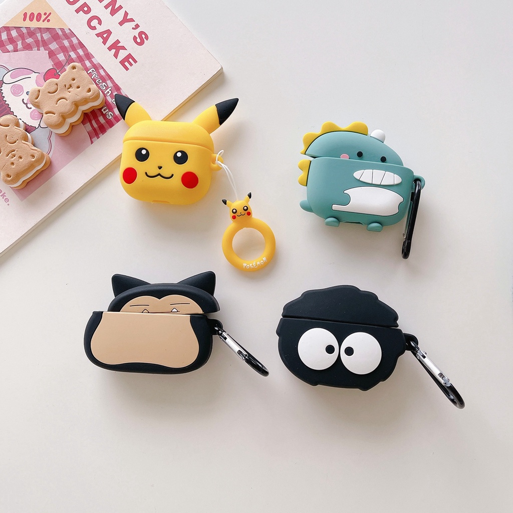 Airpods Cover Cute cartoon pikachu snorlax dinosaur coal ball