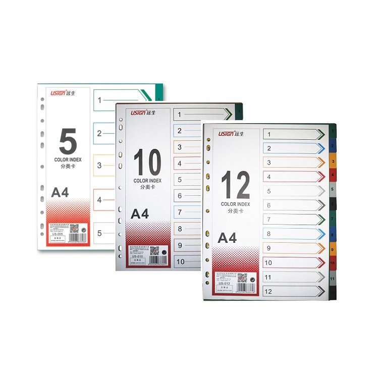 USIGN A4 File Color Index Divider 5/10/12 | Shopee Singapore