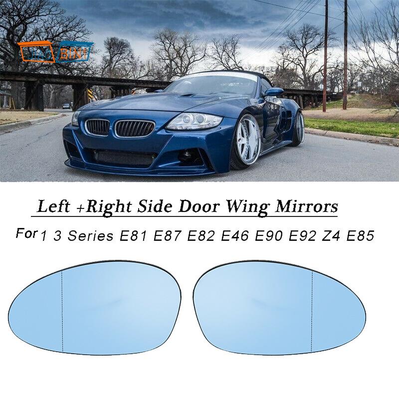 Right Side Blue Wing Door Mirror Rearview Mirror Glass Heated For-BMW 1 ...