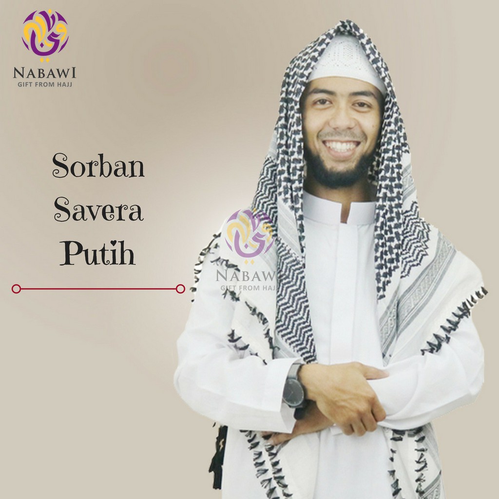 PUTIH Arabic Hajj Turban Savera White Keffiyeh Turban Prayer Equipment ...