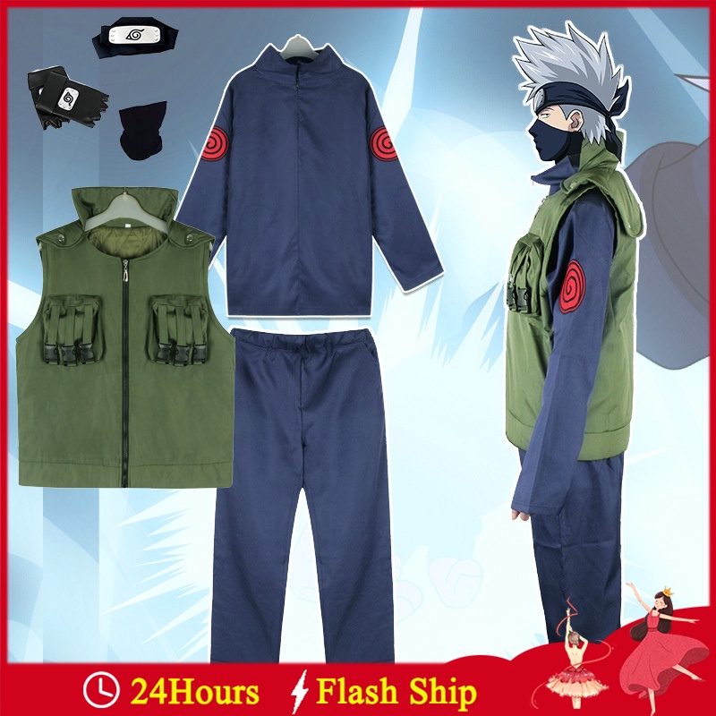 Adult Kakashi Hatake Ninja Outfit Cosplay Costume Full Set with Face Covering and Headband Shopee Singapore