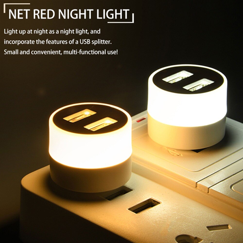 LED Night Light with 2 USB Ports Mini LED Light for Bedroom Nursery ...