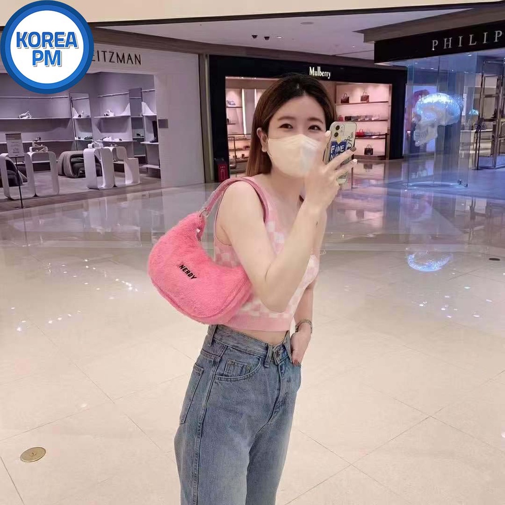 KOREA PM] NERDY 22FW Muhly Eco Fur 2Way Hobo Bag Muhly Eco