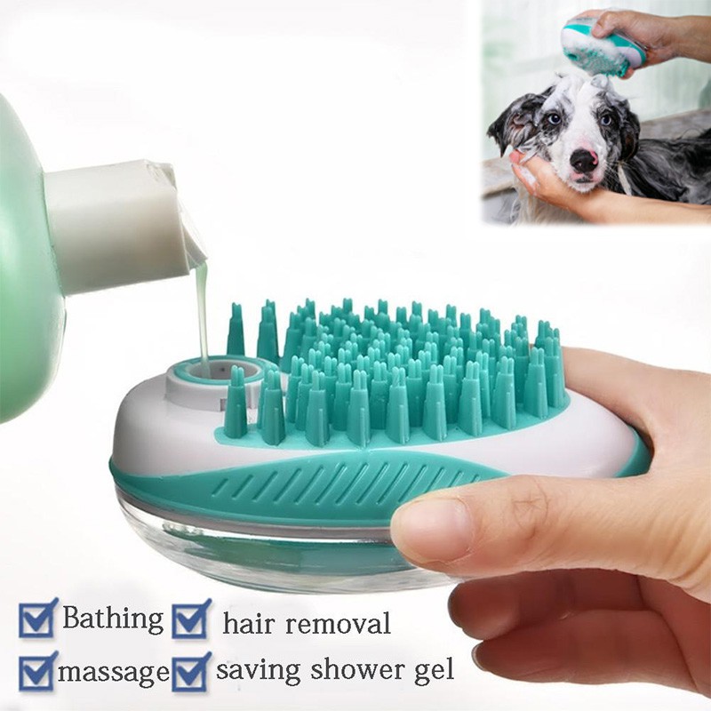 2 in 1 Pet Dog Bath Brush Comb Silicone SPA Shampoo Massage Brush