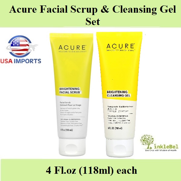Acure, Brightening Facial Scrub & Cleansing Gel, 4 fl oz (118 ml