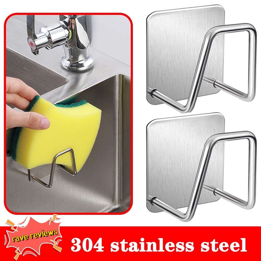 Hook Sponge Drain Rack ,Stainless Steel , Adhesive Sponge Holder ,Multi ...