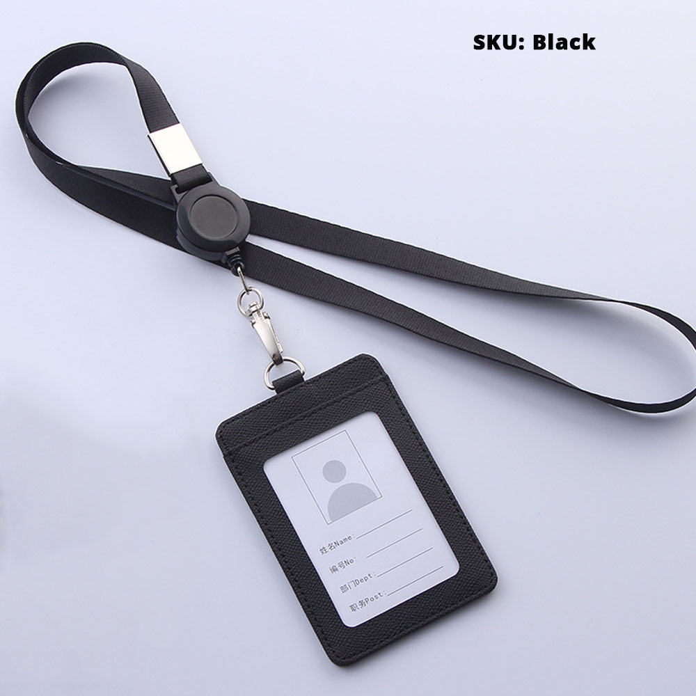 {SG} Badge Holder Lanyard with Retractable Reel Name Card Keychain ...