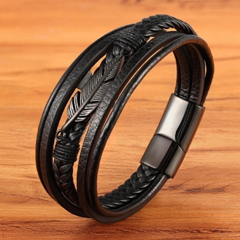 Men's leather deals band bracelet