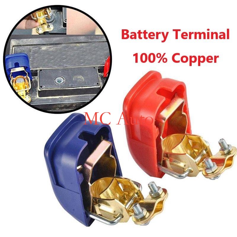 1Pair Car Battery Terminal Copper Quick Release Battery Clamp Terminal ...