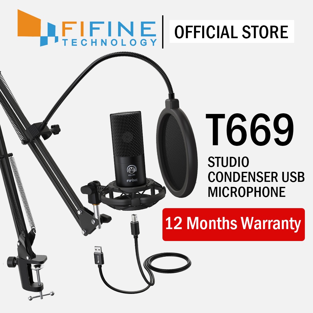 Image showcasing FIFINE T669 USB Microphone Bundle With Arm Stand Shock Mount And Pop ...