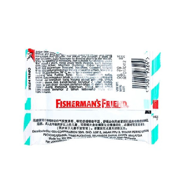 FISHERMAN'S SUGAR FREE SPEARMINT 25 GR / PERMEN PELEGA TENGGOROKAN / PERMEN PEREDA BATUK BEBAS GULA - Gambar 3
