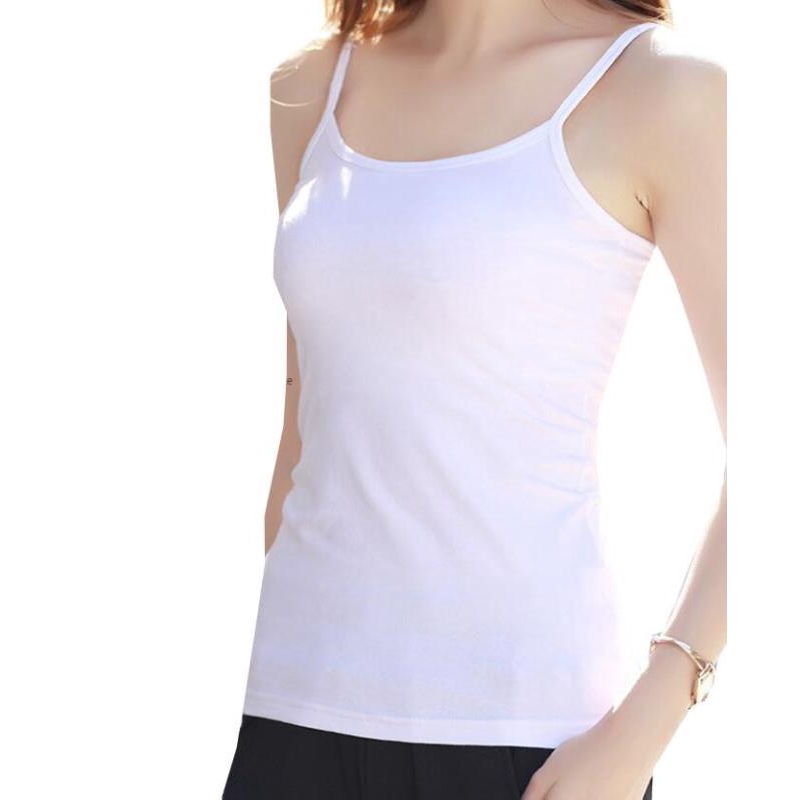 Plain Comfortable And Soft Fabric Ladies White Color Thin Strap