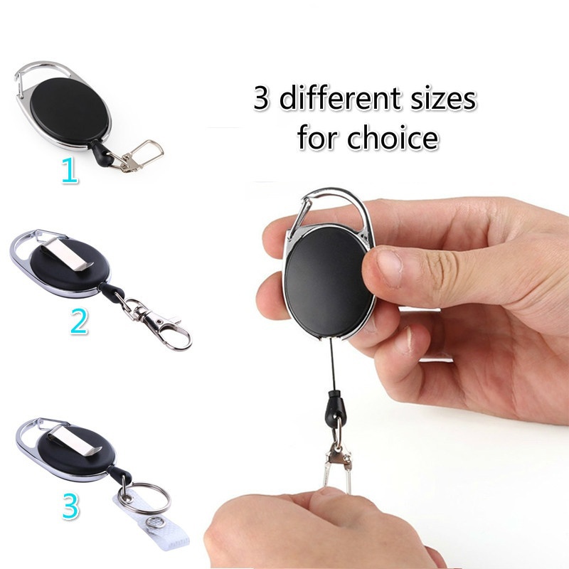 Retractable Pull Keychain Lanyard ID Badge Holder Name Tag Card Belt Clip  Key Ring Buckle Key Chain Accessories