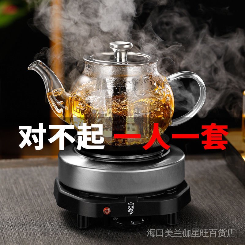 Glass Tea Pot for Steaming with Electric Ceramic Base - High Borosilicate  Material 