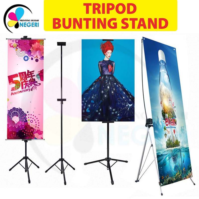 TRIPOD STAND BANNER BUNTING 2meter height Adjustable / X-STAND BUNTING ...