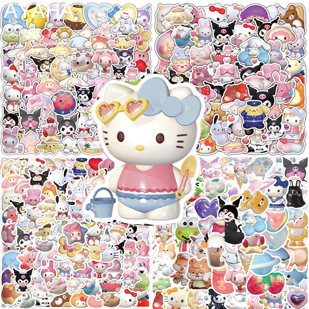 60PCS 3D Cartoon Sanrio Kuromi Melody Stickers For Scrapbooking Water ...