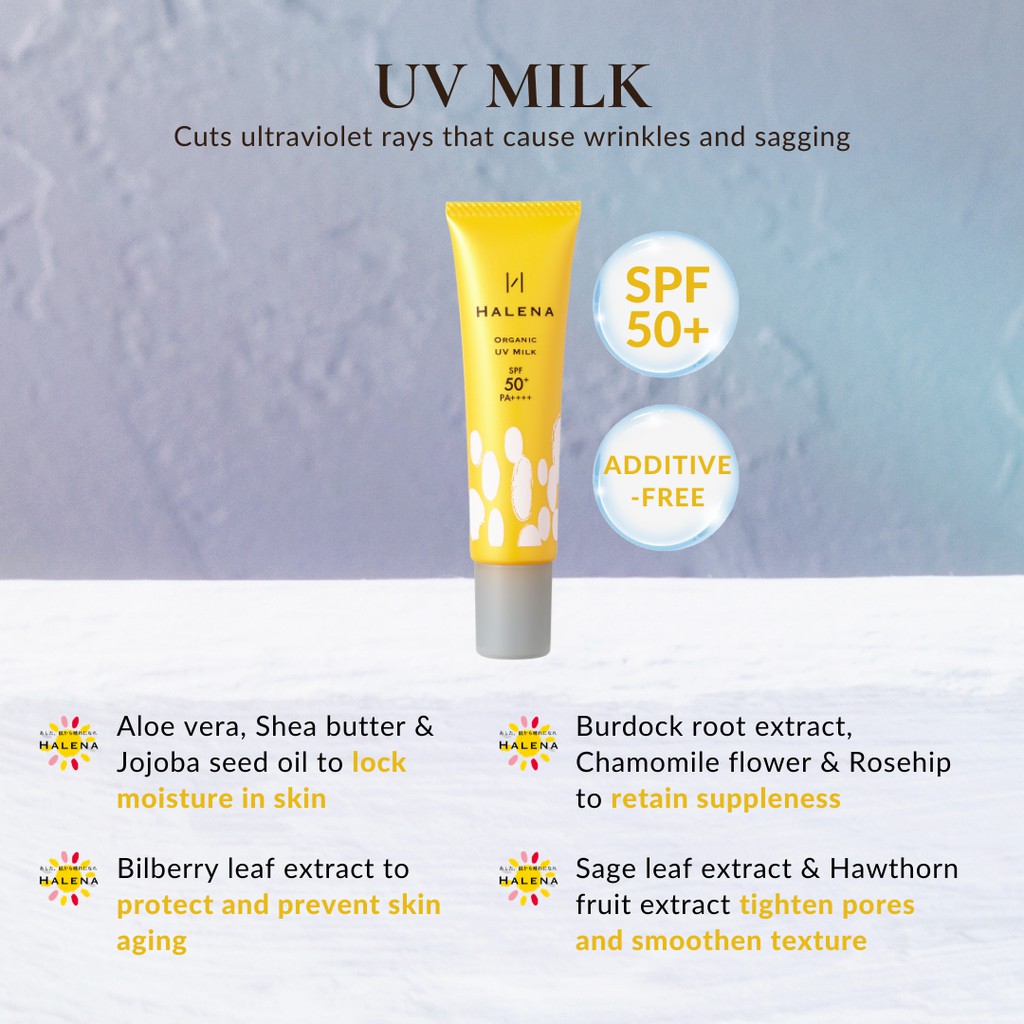 HALENA Organic UV Milk SPF50+ (35g) | Shopee Singapore