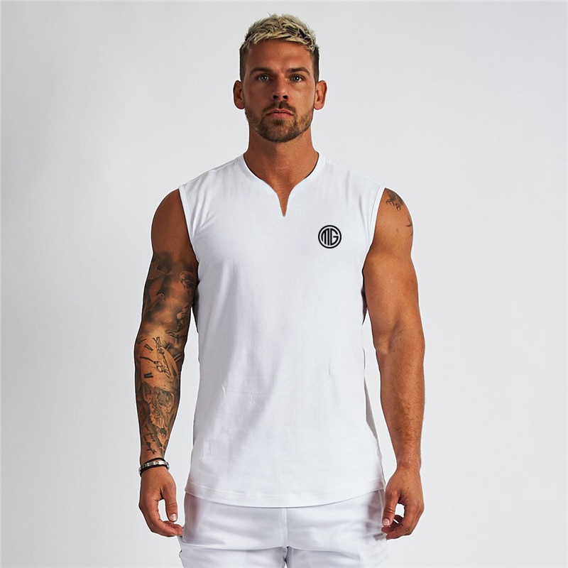 New Mens Gym Casual Workout Tank Top  Clothing Comfortable Running Fitness Singlets Sports Sleeveless V-Neck Vest