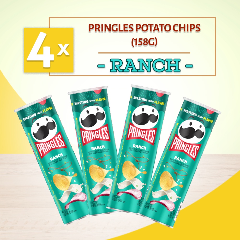 [Bundle of 4] USA Pringles Potato Crisp Chips Ranch 158g Shopee Singapore
