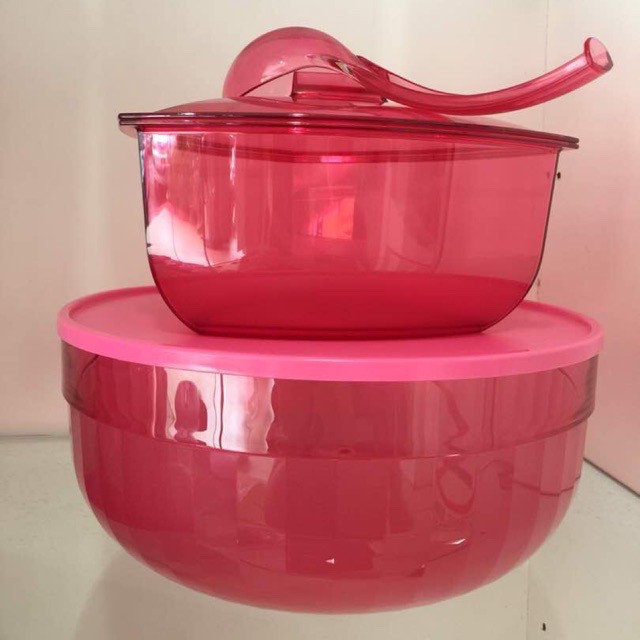 Set level pink tupperware with big spoon 2 tupperware container lotus ...