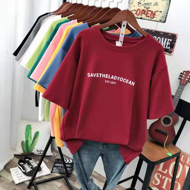 Korean HouseBlouse Summer Short-sleeve baju perempuan T-shirt Fashion Women's Clothing Loose Round Neck Student  Clothes MURAH