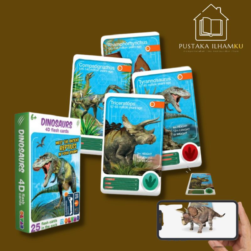 Dinosaurs Flashcards 4D Augmented Reality DEVAR | Kad Imbasan Flashcard ...