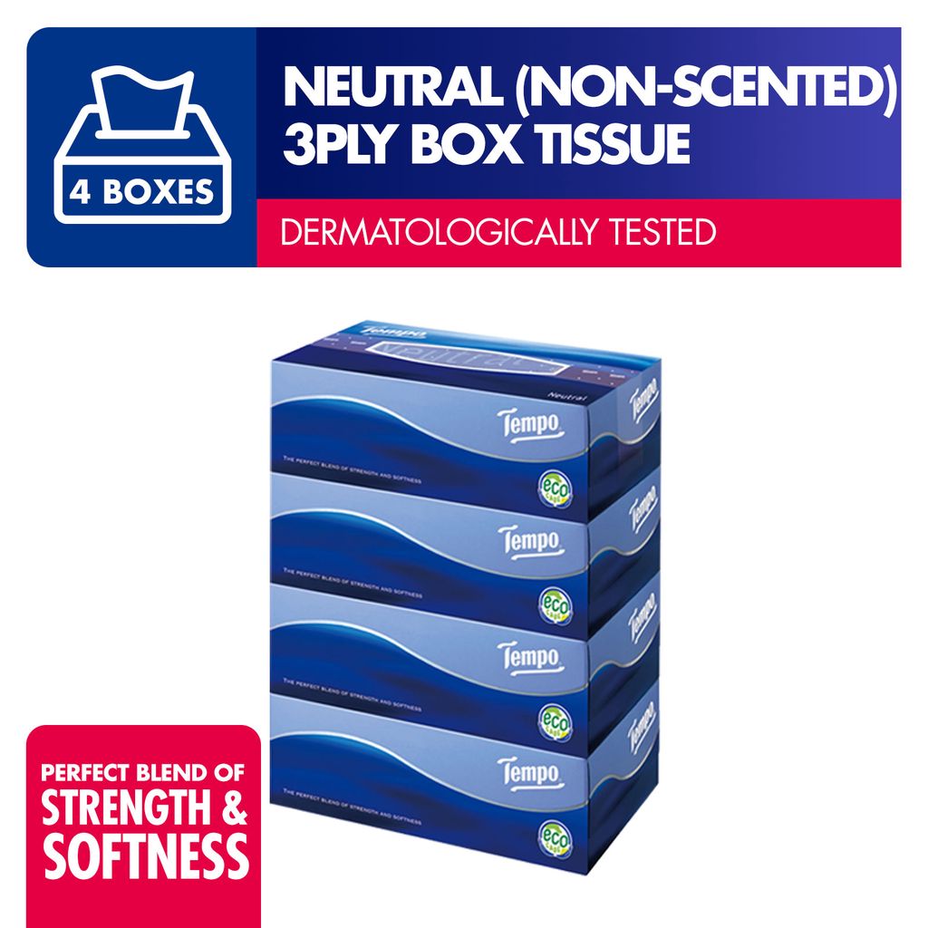 TEMPO Box Tissue 3ply Neutral 4x86 Sheets Shopee Singapore