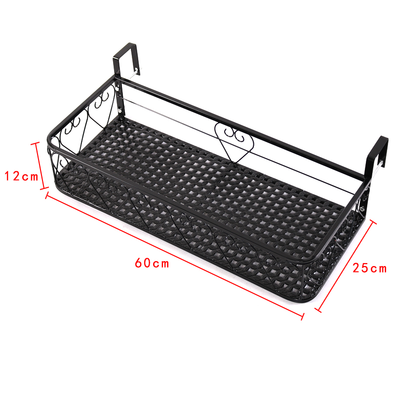 JIKELAI Storage Balcony Rack Flower Rack Wrought Iron Hanging Rail ...