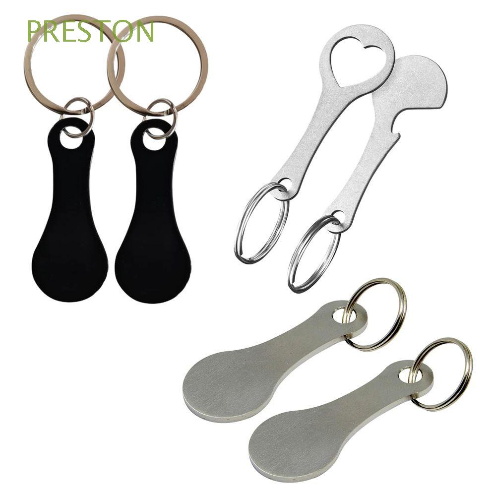 PRESTON Silver Shopping Trolley Token Couple Key Chains DIY Shopping ...