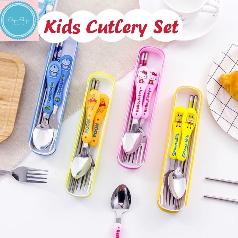 Birthday Goodie Bag Stainless Steel Kids 3 in 1 Cutlery Set Children's Gift