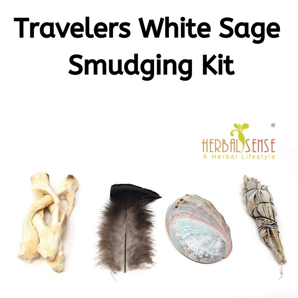 SI White Sage Smudging Travel Kit - Abalone Shell, Sage, Tripod ...