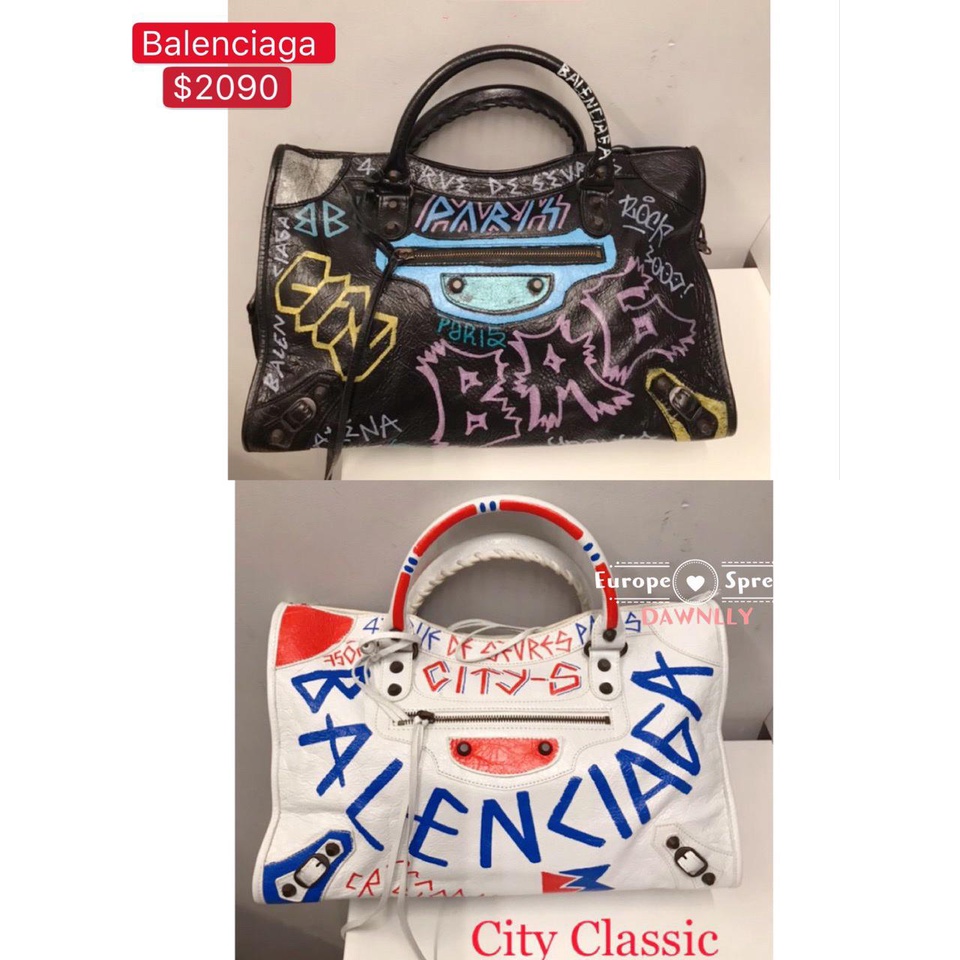 balenciaga graffiti bag white