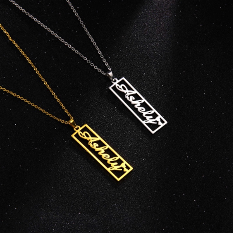 Gold stainless steel sale name necklace