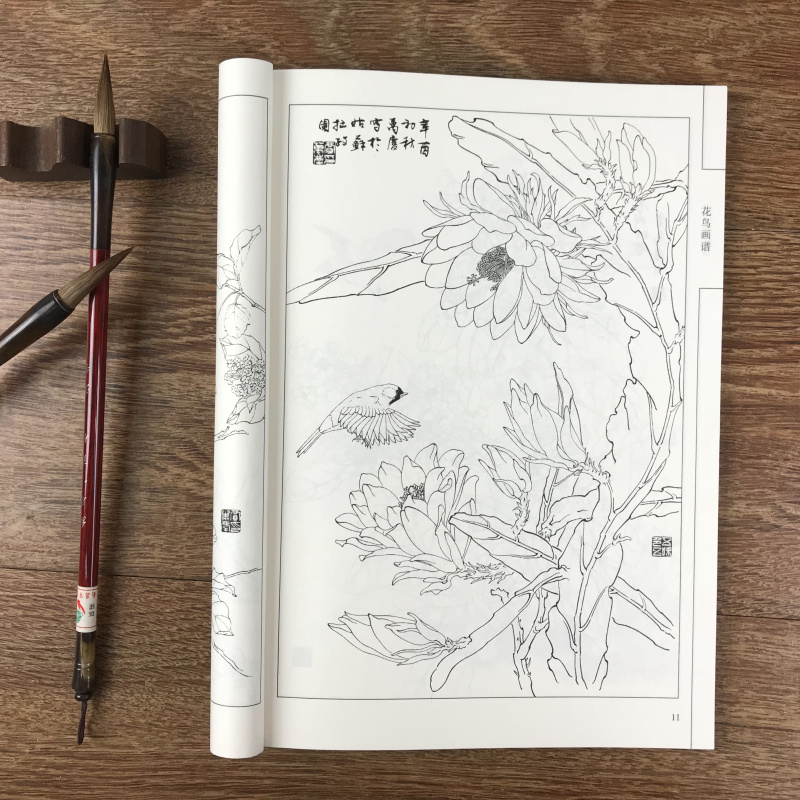 SG汉舟书店☆花鸟画谱中国画线描☆白描底稿技法工笔画花国画中国画ZGH