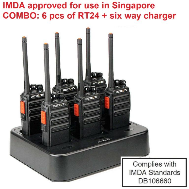 Singapore stock! License free IMDA approved, Combo promotion, 6pcs Retevis RT24 Walkie Talkie