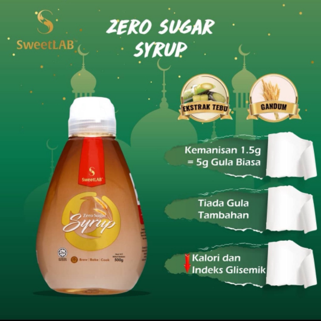 SWEETLAB Zero Sugar Syrup 500g Zero Calories Liquid Drop Sweetener ...