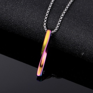 Korean Stainless Steel Necklace Men Long Bar Pendant Birthday