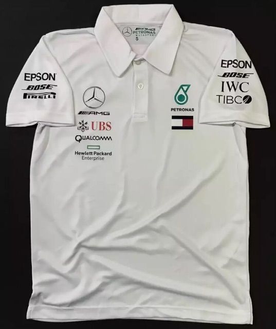 Shocking F1 Motorsports 2019 Petronas AMG Mercedes Racing Team Mens Polo Collar T Shirt