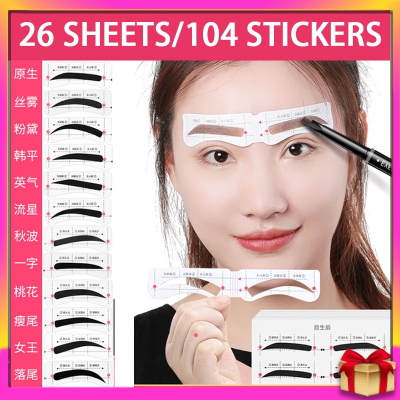 26 Pcs/Set The new onepiece eyebrow stickers lazy eyebrow card eyebrow