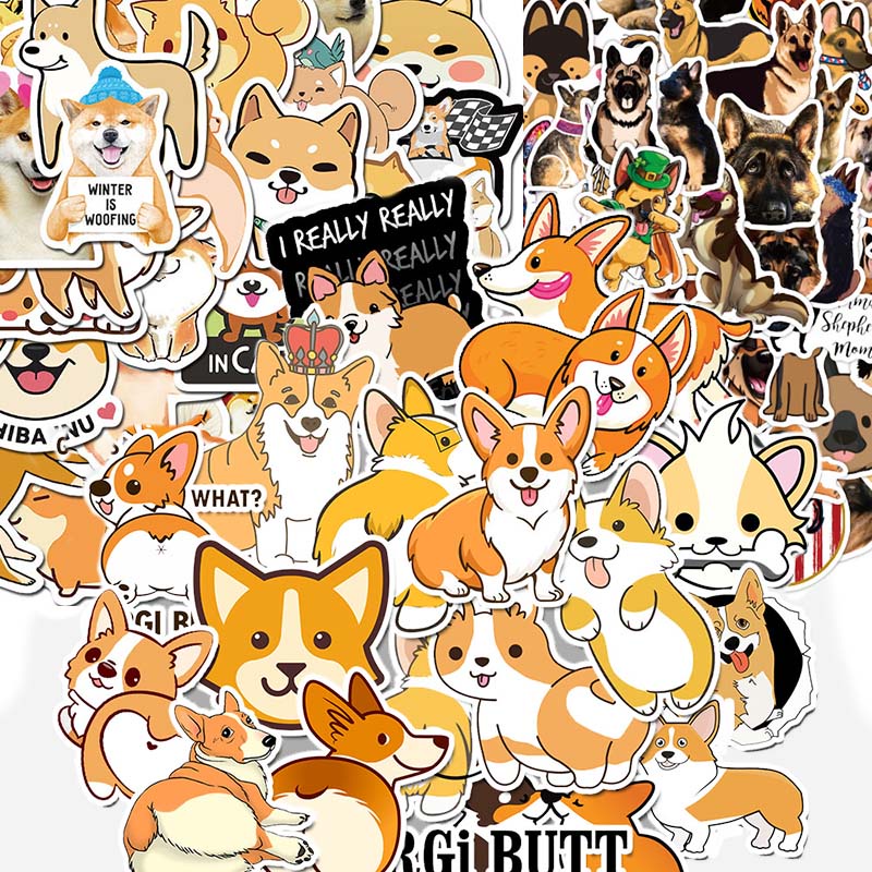 50pcs Dog Waterproof Stickers Shiba Inu Corgi Boxer Dog PAW Patrol ...